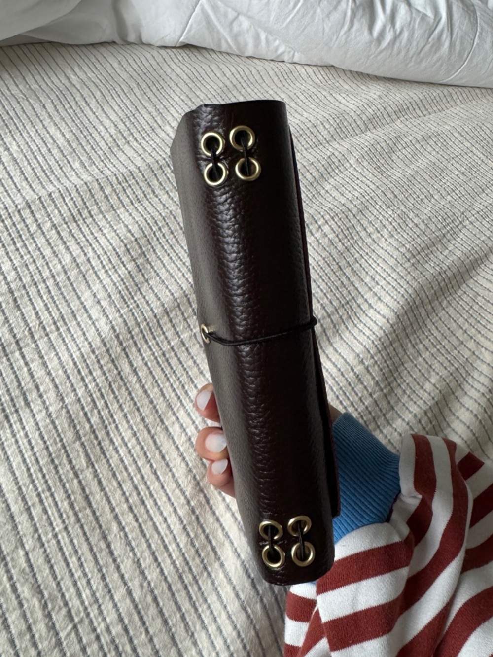 Brown Leather Journal Cover with Charms A6 - Picture 4 of 5